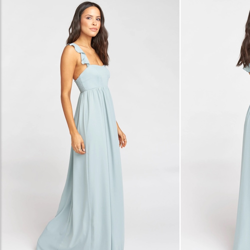 Show Me Your MuMu June Maxi Dress in Silver Sage Crisp